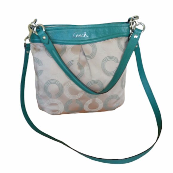 Coach Ashley Opt Art Hippie Tan and Green Convertible Crossbody - Picture 7 of 16